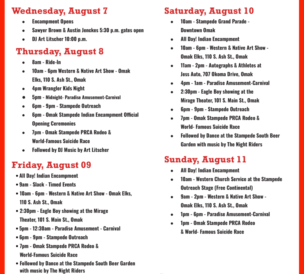 Events 2 Schedule of Events Omak Stampede
