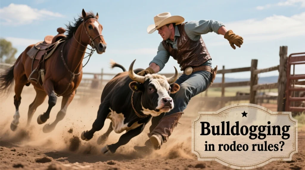 What is bulldogging in rodeo rules?