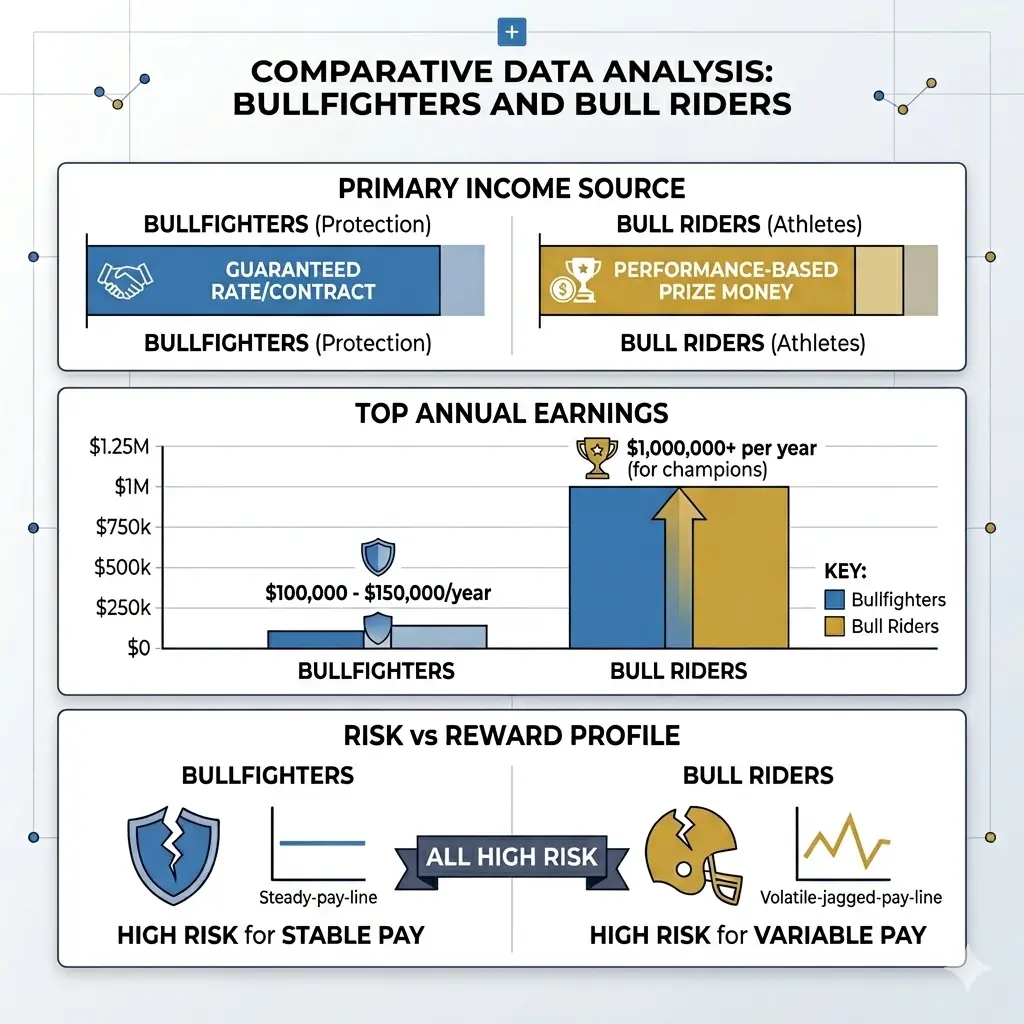 PBR Bull Fighter Salary: How Much Do They Really Earn? 4 Bullfighters and Bull riders Comparative Data Analysis